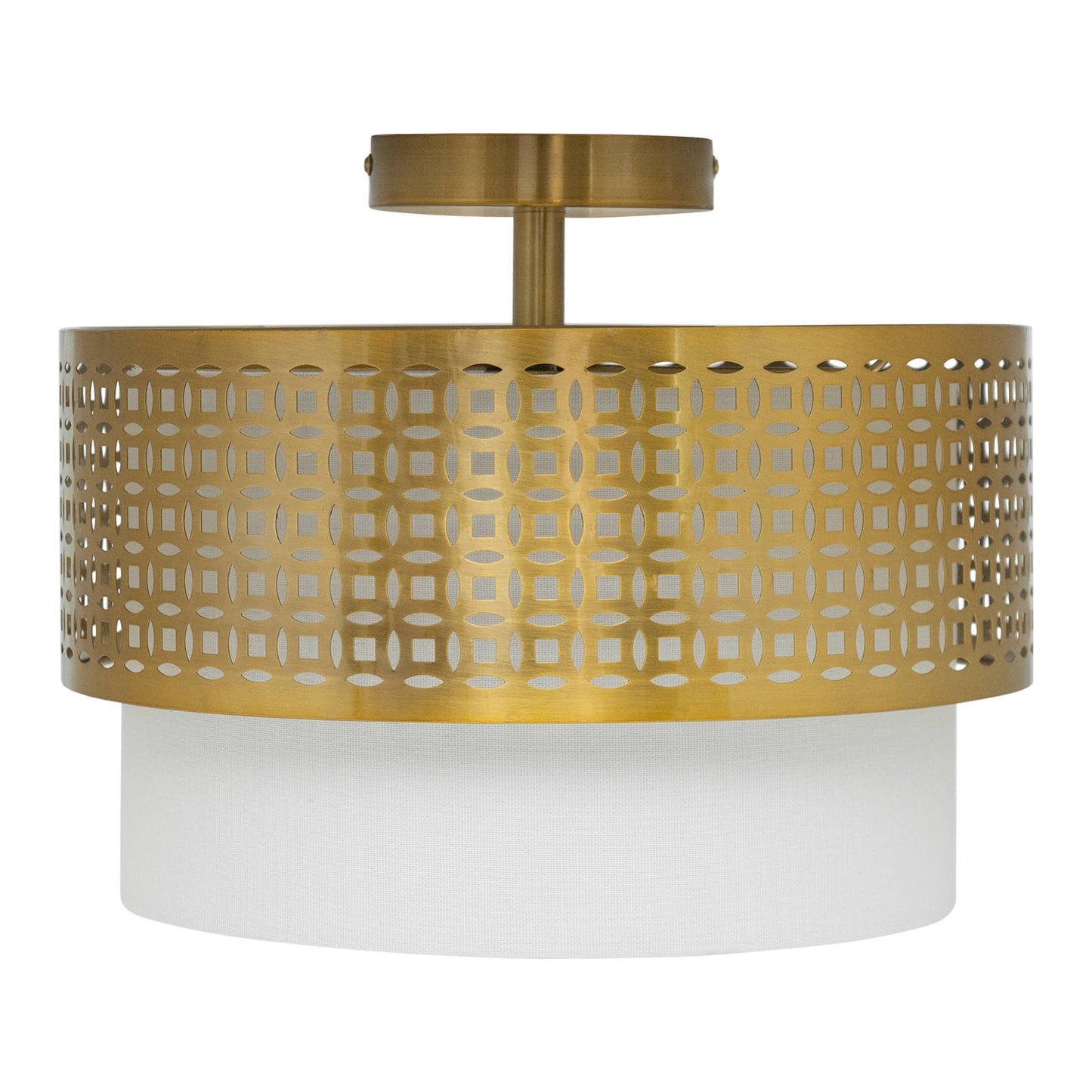 10.125"H Xander Gold & White Drum Shade Ceiling Light