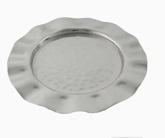 8”D Plate with Wavy Design Nickel