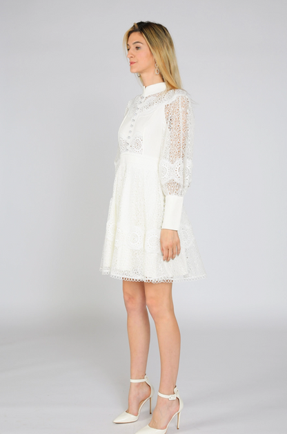White Lace A-Line Dress