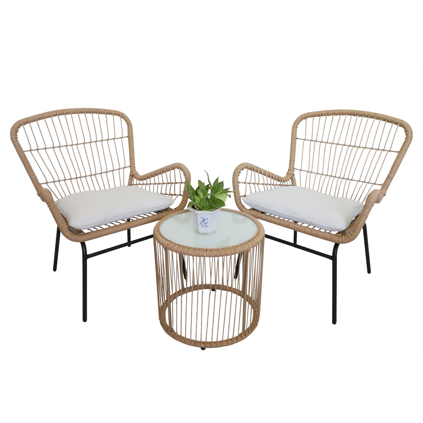 Patio Chairs with Glass Top Table