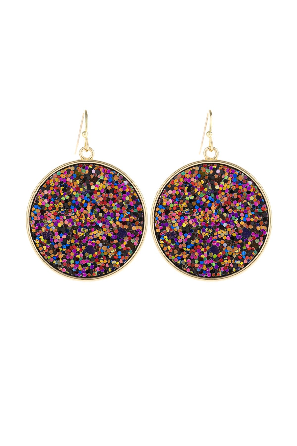 Round Sequin Leather Drop Earrings