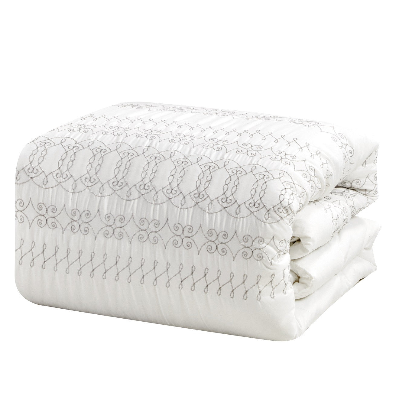 Plush White Comforter set, seven pieces