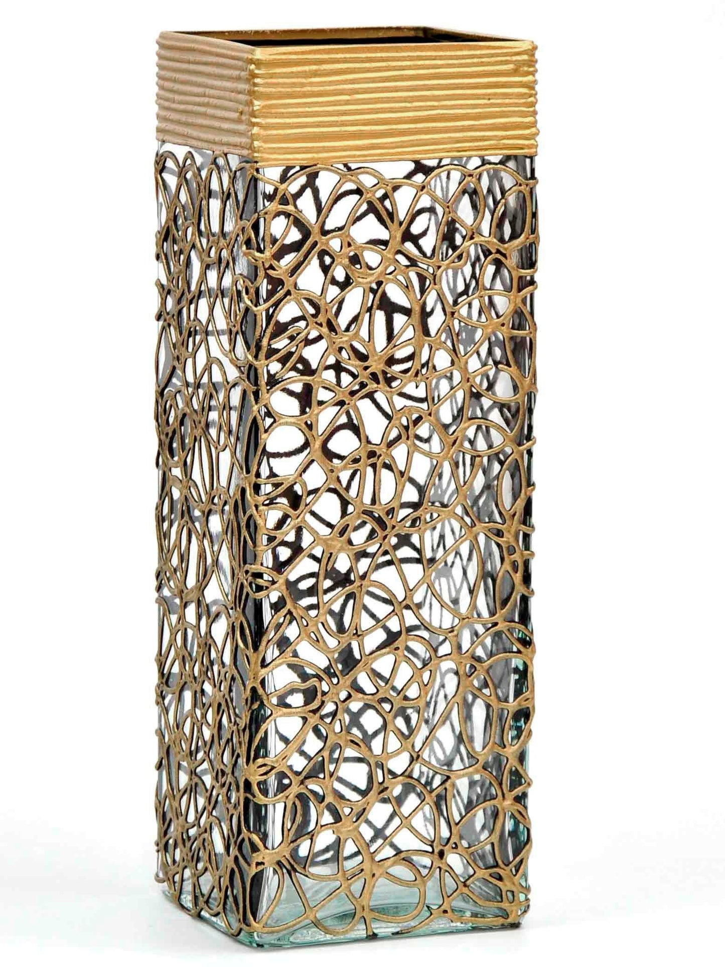 Gold Glass Vase - Square Vase