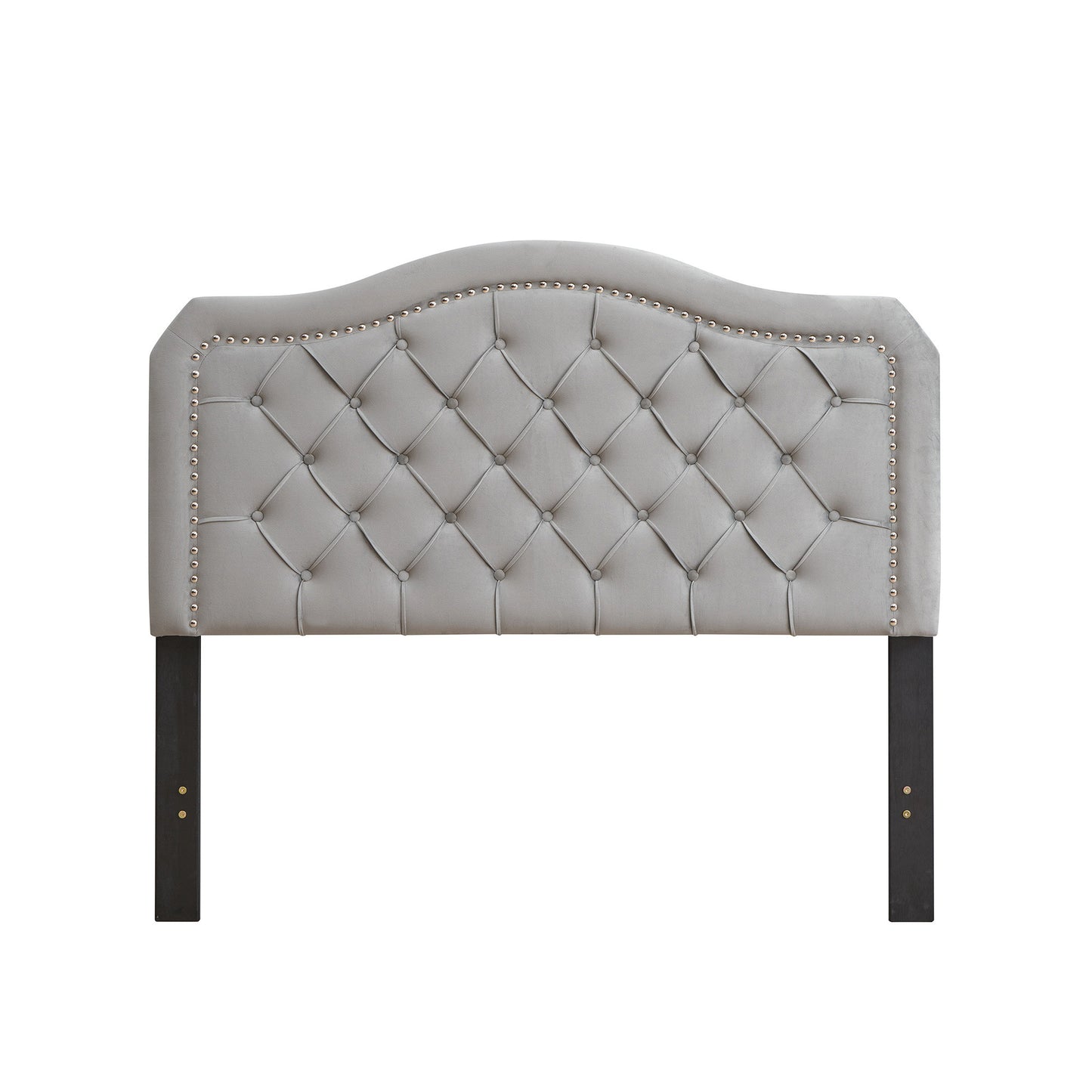 Upholstered Button Tufted Bed, Grey