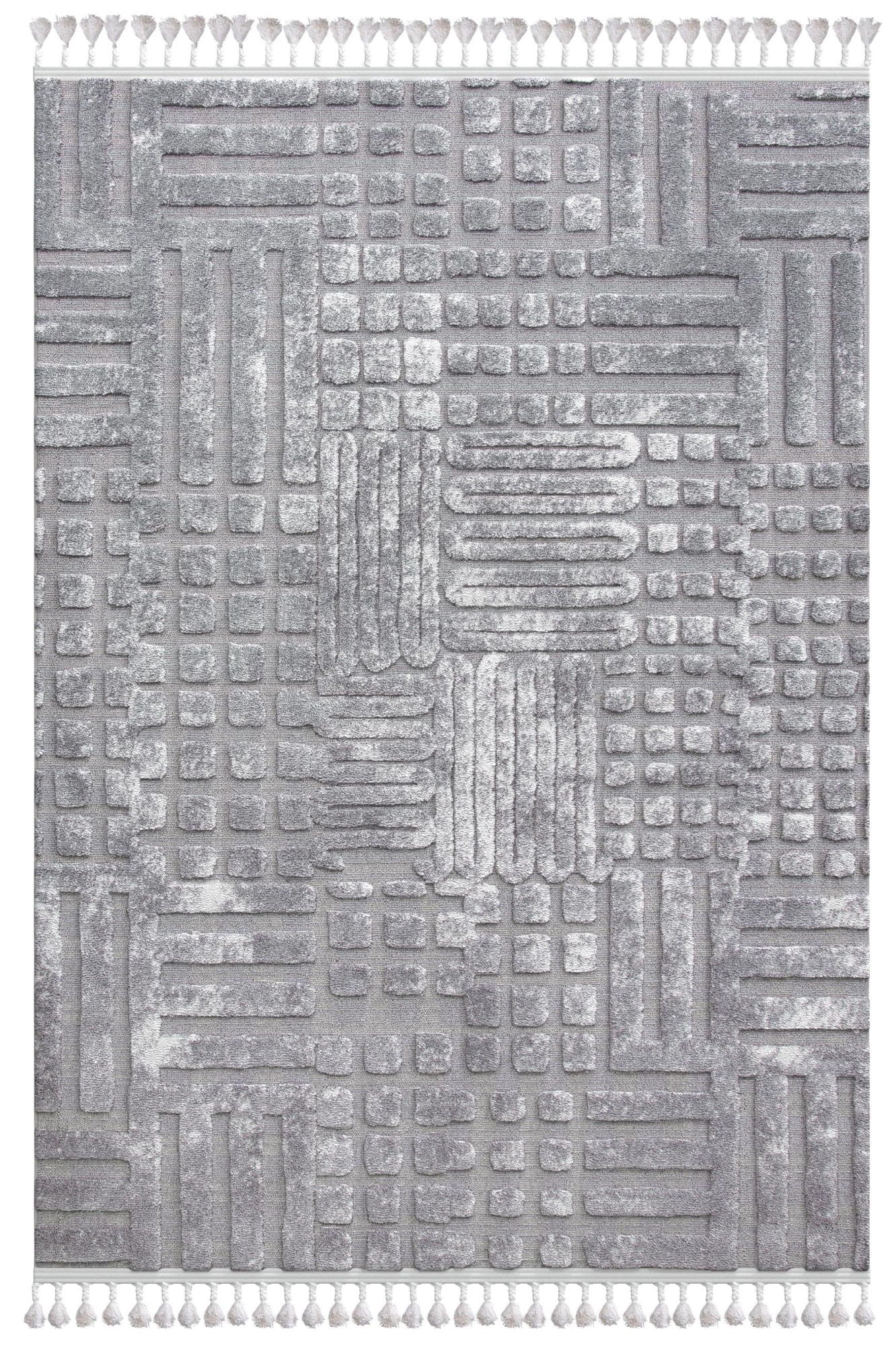 Graphics Gray and Beige Polyester Area Rug 8x10