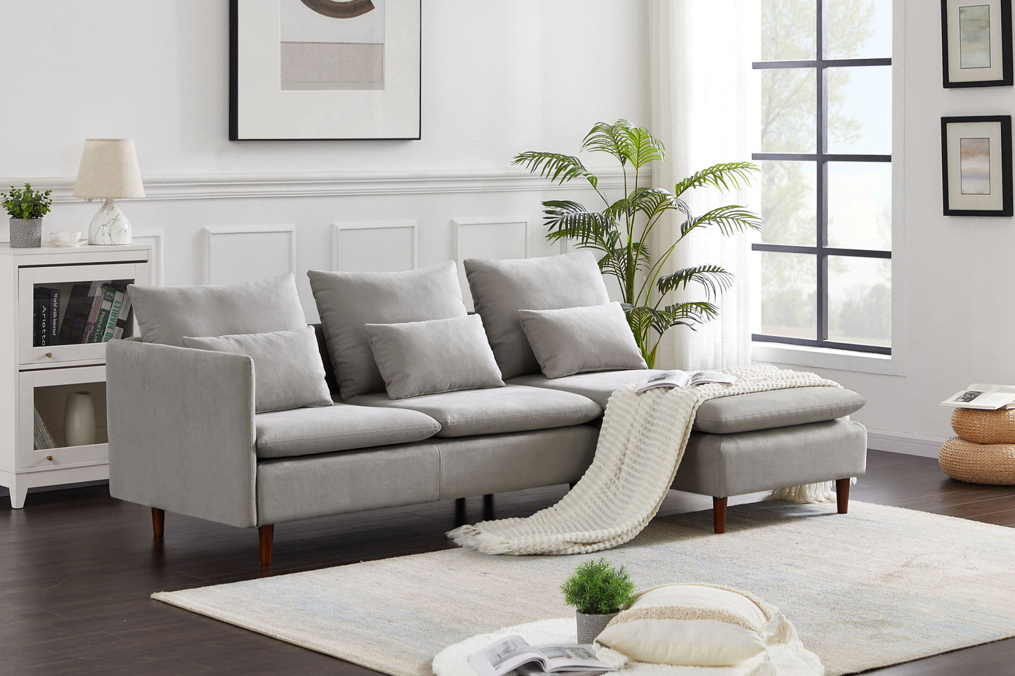 Morden Design Gray, Sofa with Chaise Lounge