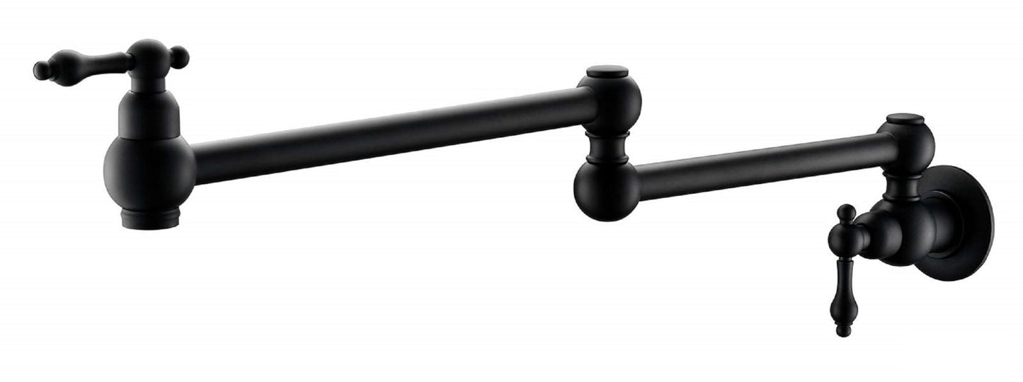 Pot Filler Wall Mount; with Double Joint Swing Arms, Matte Black